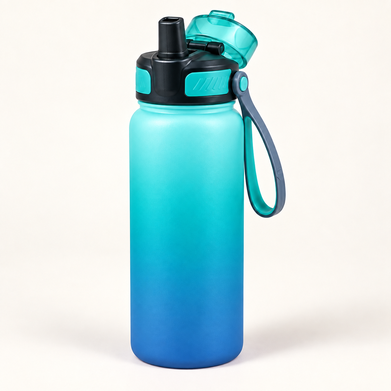 800ml Gradient Flip-Lid Bottle Model 009 — Aqua gradient colour direction